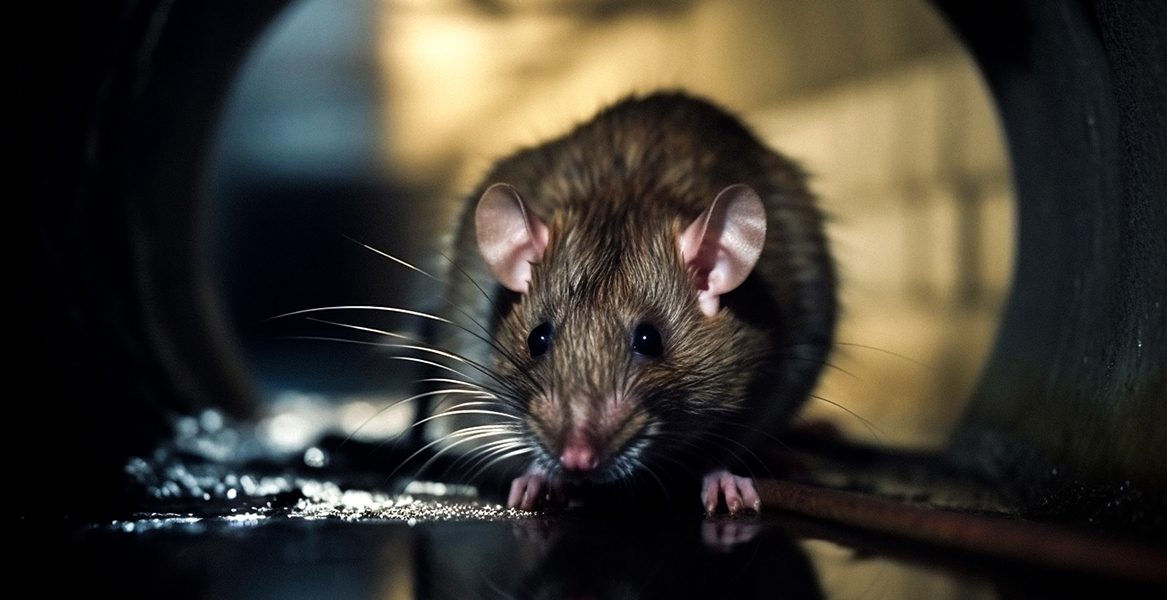 Brown rat in a drain